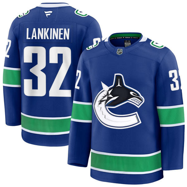 Men's Vancouver Canucks #32 Kevin Lankinen Fanatics Home Blue Player Jersey